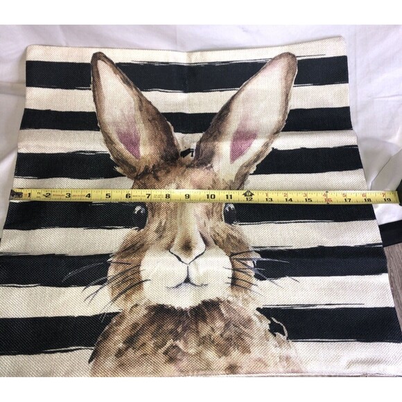 Woven Decorative Pillow Cover Bunny Rabbit Multicolored 18x18 CUTE!! - Picture 3 of 6